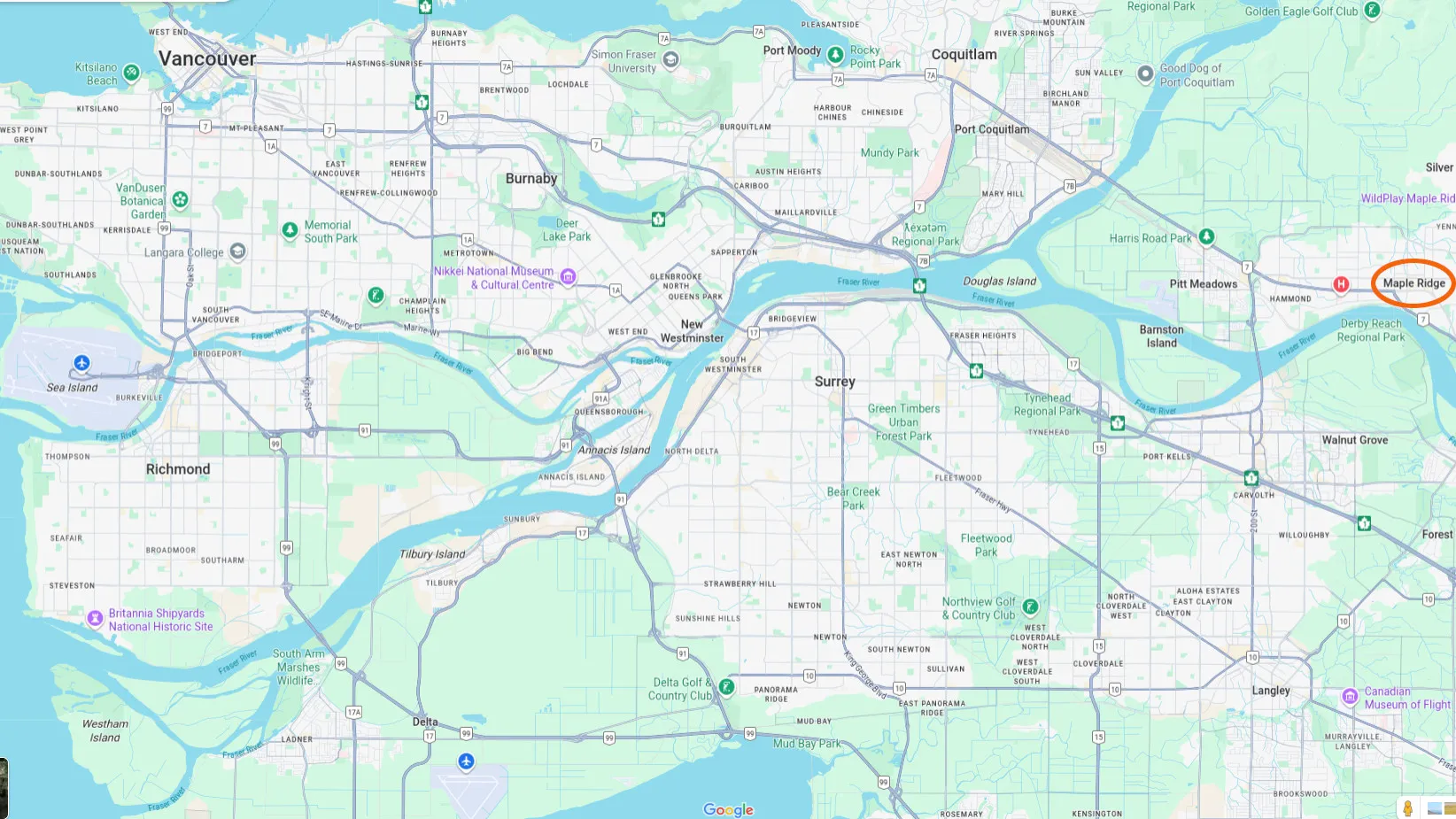 .. in Maple Ridge, irgendwo im Nirgendwo. Geplant war Ritchmond in der Nähe des Vancouver Airports.