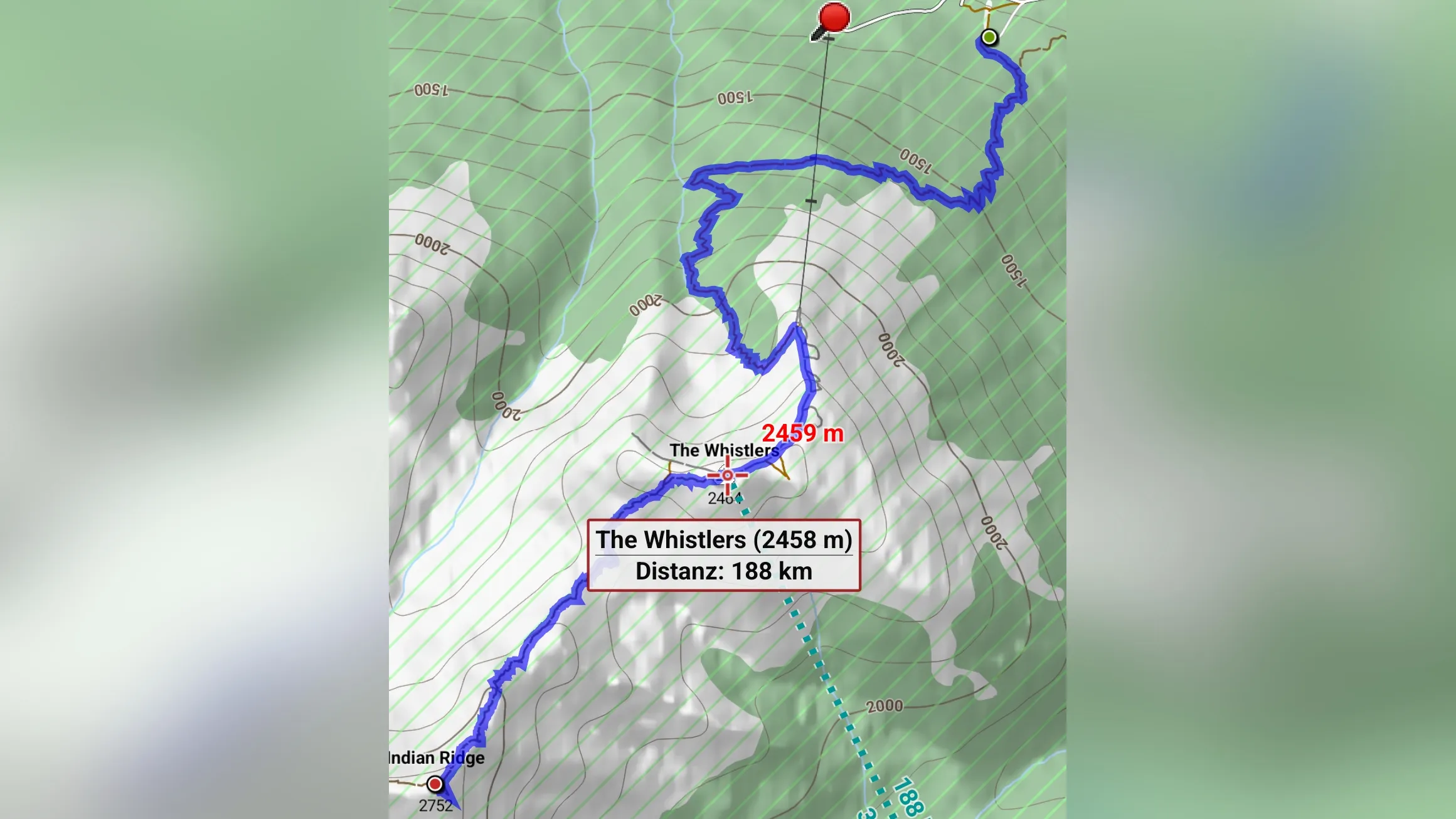 Ich konnte für mich die Wanderung von der Talstation der Skytram über den Whistler zum Indian Ridge finden - 1676 m Höhengewinn.